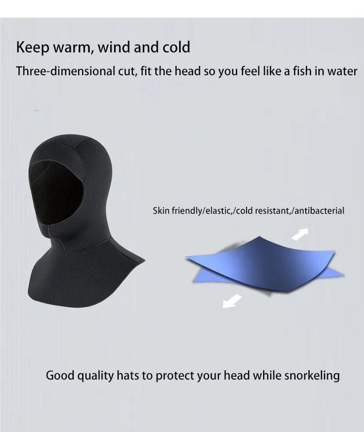 Neoprene Cap 3mm 5mm Swimming Hat With Shoulder For Men Women Protect Head Diving Scuba Spearfishing Hood Surf Helmet Accessorie