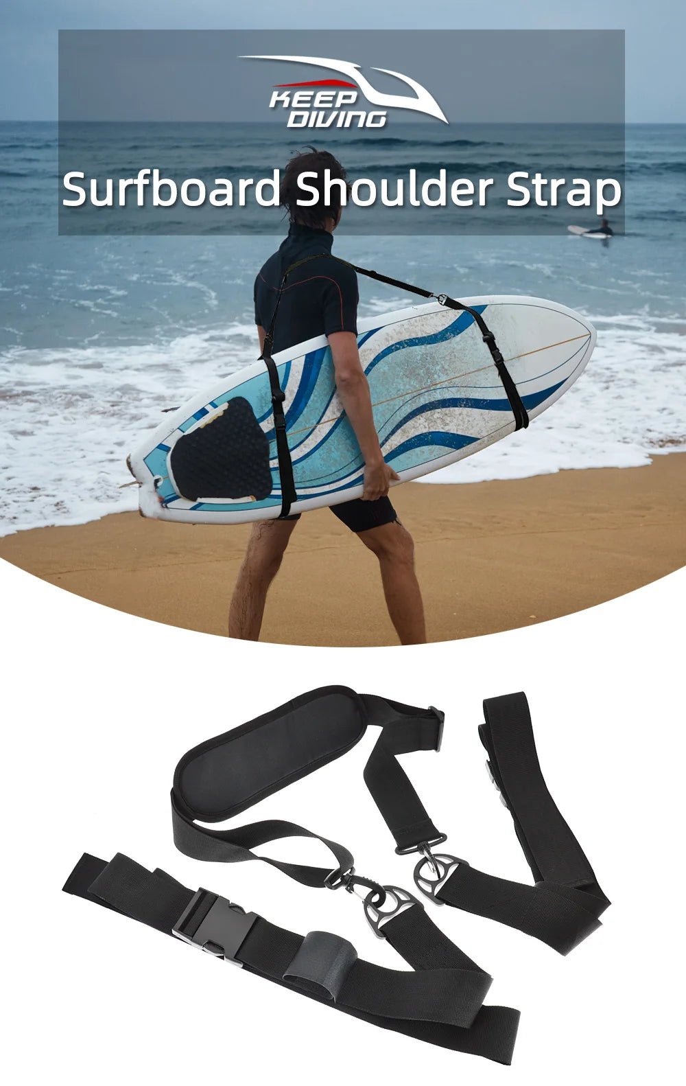 Adjustable Surfboard Shoulder Strap  Stand Up Paddleboard Carry Sling Sup board  Board Wakeboard Surfing Kayak Accessories