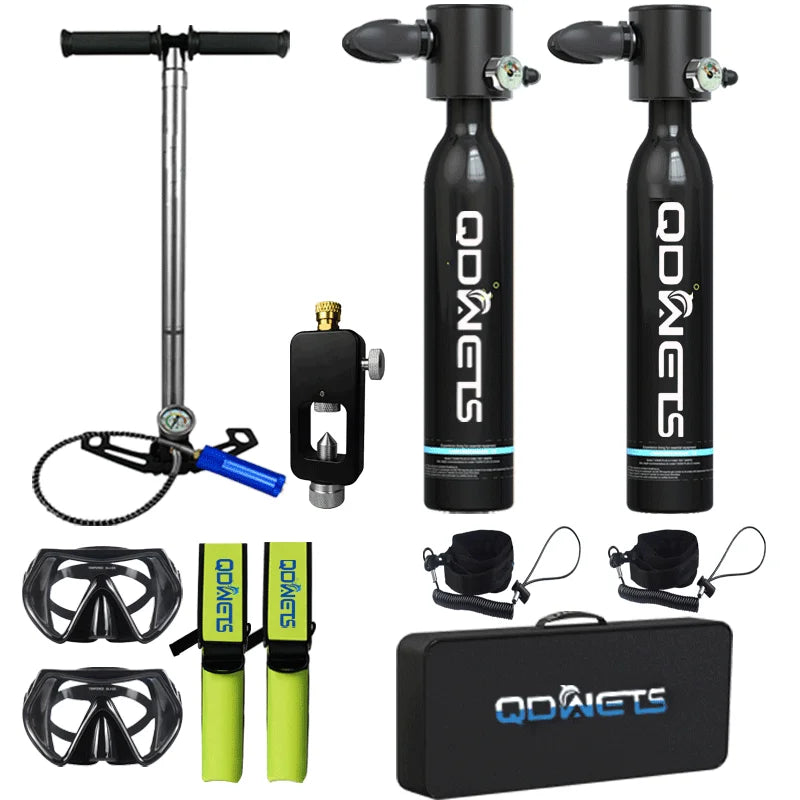 Mini Scuba Tank Diving Equipment 0.5L Outdoor Oxygen Scuba Diving Tank 5-10 Minutes Cylinder Snorkeling Set Hand Pump