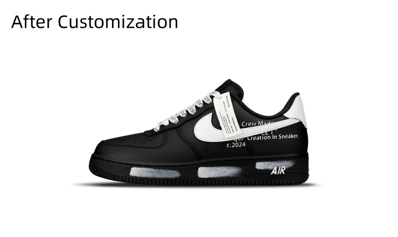 【Customize】Nike Air Force 1 Skateboarding Shoes Unisex Low-top Black/white Suit thugs-CW2288-001