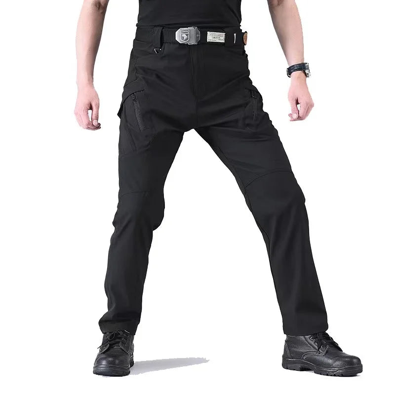 Men Elastic Autumn Spring Fall Sharskin Camping Hiking Trekking Fishing Hunting Pants Outdoor Cycling Tactical Cargo Trousers