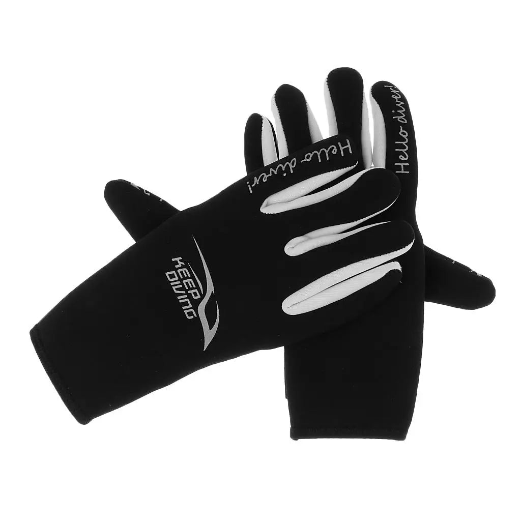 Unisex Premium 3mm Neoprene Wetsuit Gloves Scuba Diving Swimming Surfing Snorkeling Kayaking Gloves - Black - S