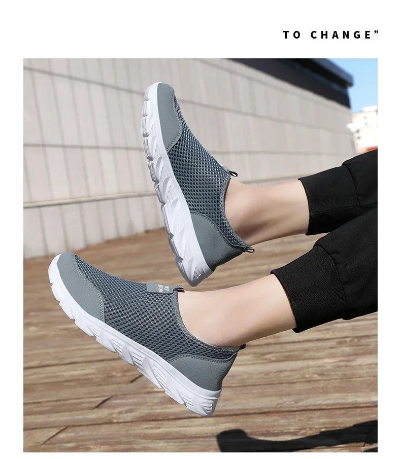 YRZL Sneakers Men Summer Casual Shoes Men Mesh Breathable Outdoor Non Slip Sports Shoes Slip on Loafers for Men Pius Size 38-46
