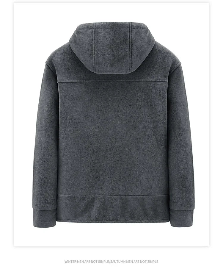 Autumn 2023 New Fleece Warm Coat Men Spring Windproof Casual Slim Jacket Men Hooded Polar Fleece Jacket Men Clothing