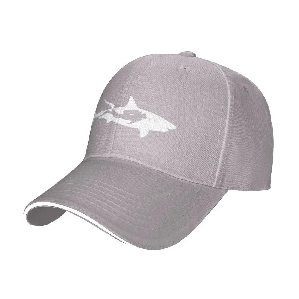 Shark Diver Scuba Diving Dive Baseball Caps Adjustable Fashion Casual Outdoor Style Dive Shark Hats