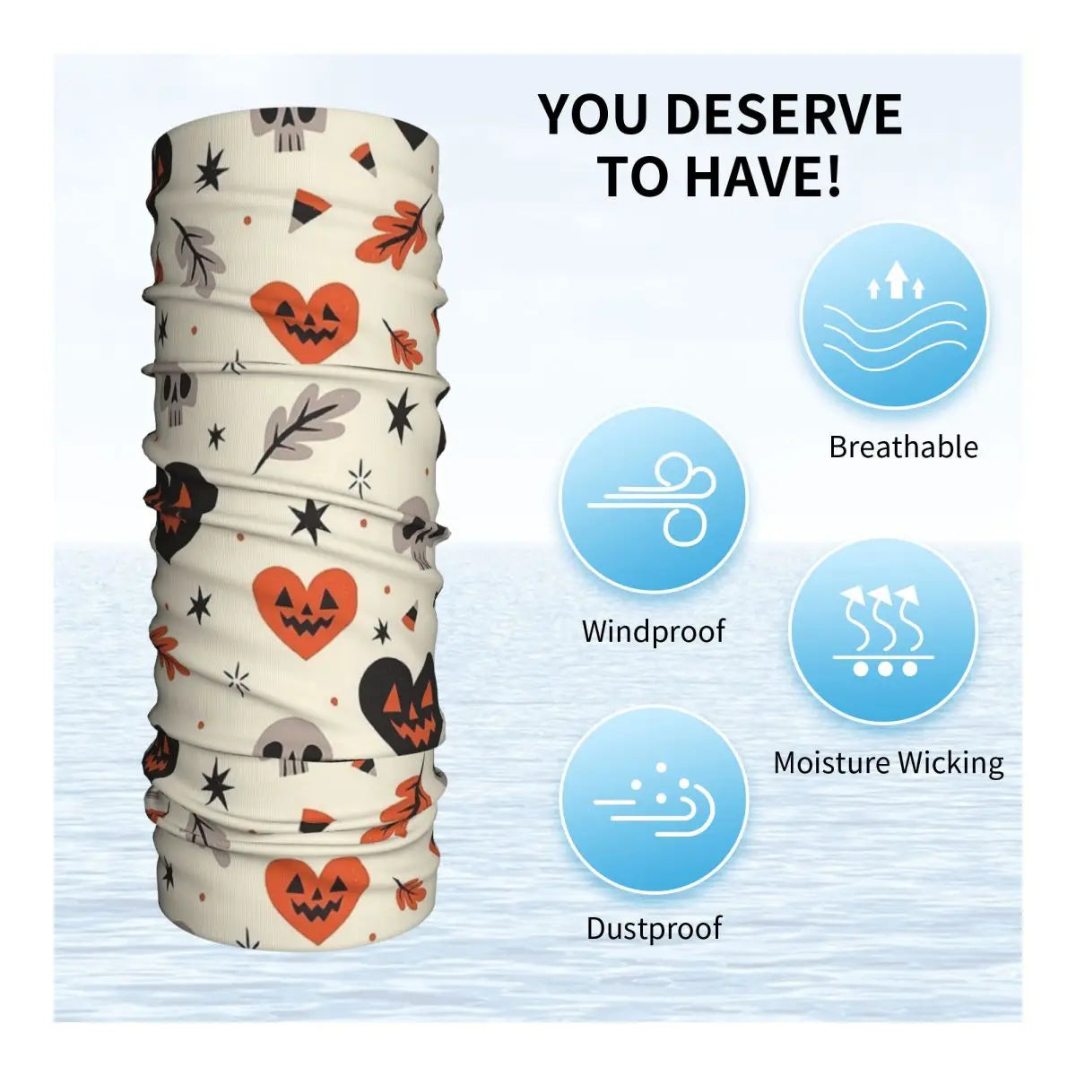Ghost Pumpkin Halloween Bandana Neck Gaiter Printed Mask Scarf Multifunction Headband Hiking Fishing Unisex Adult Windproof