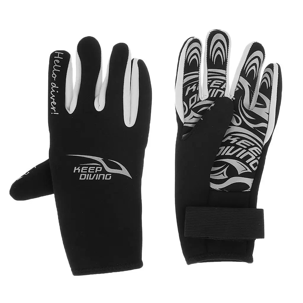 Unisex Premium 3mm Neoprene Wetsuit Gloves Scuba Diving Swimming Surfing Snorkeling Kayaking Gloves - Black - S