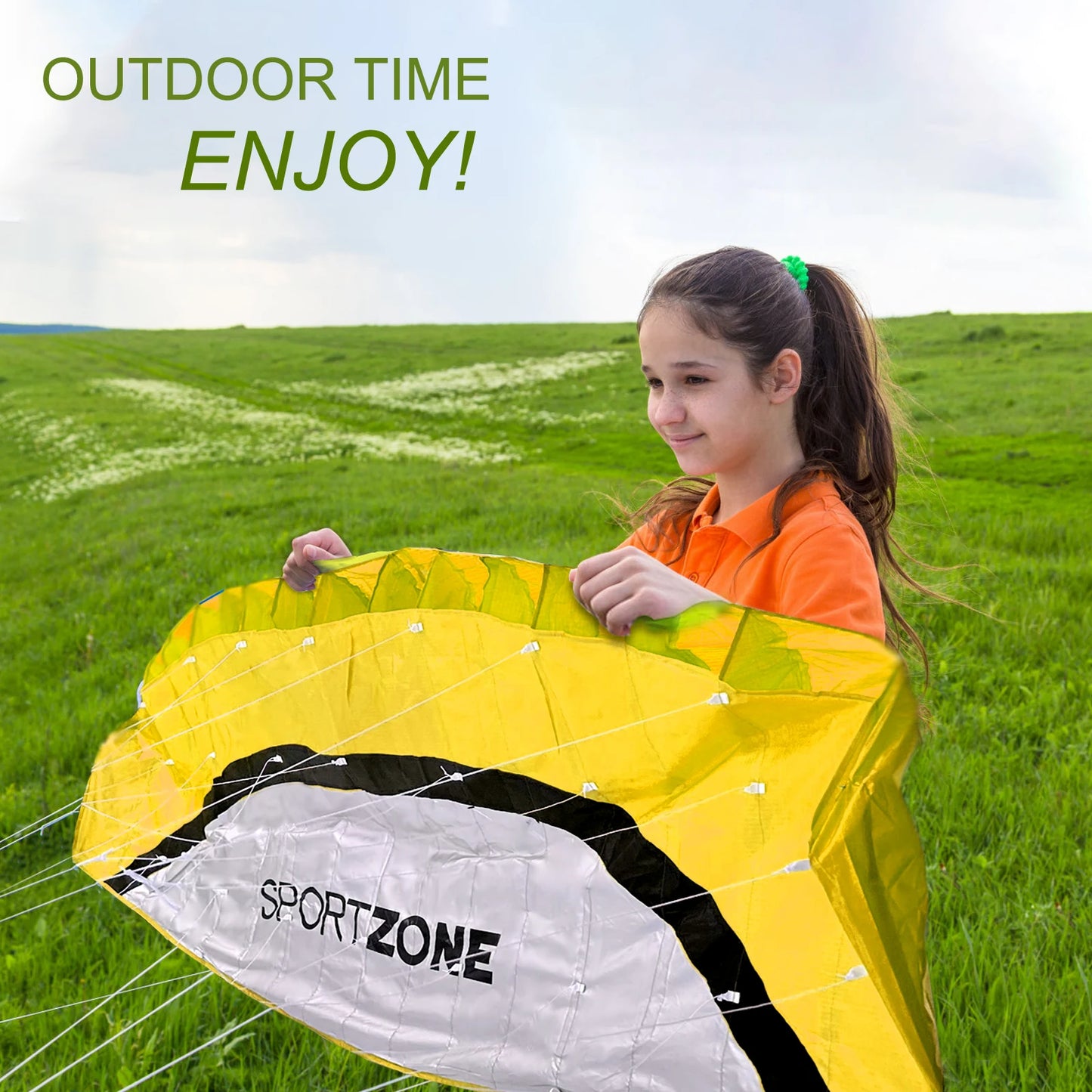 NEW High Quality  2.5m Yellow Dual Line Parafoil Kite  WithFlying Tools Power Braid Sailing Kitesurf Rainbow Sports Beach