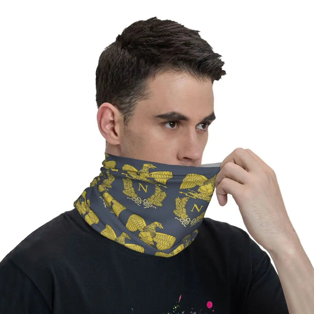 Napoleon Bonaparte Emlem Bandana Neck Cover Printed Wrap Scarf Warm Headband Outdoor Sports For Men Women Adult Winter