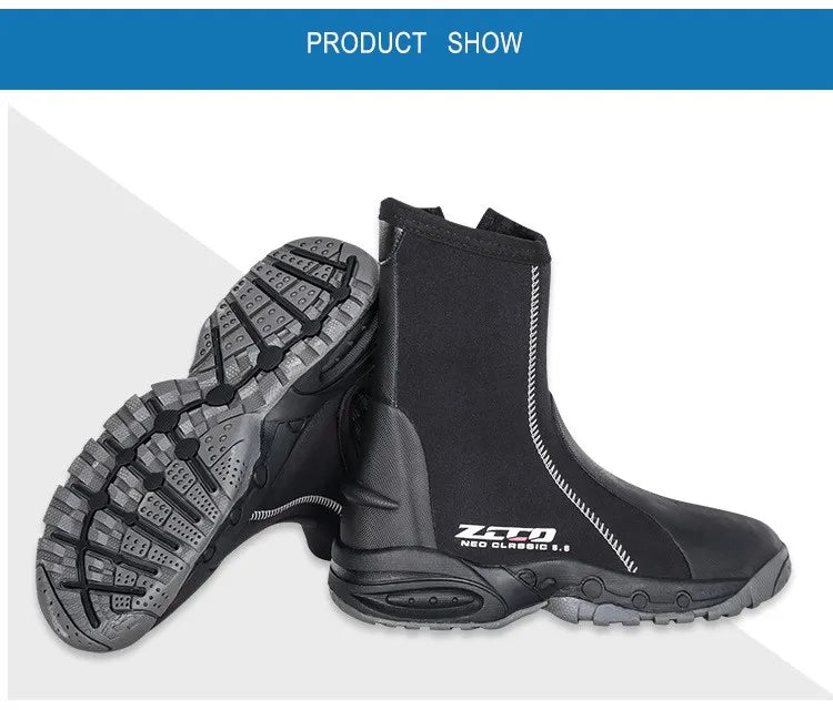 5MM Neoprene Water Sports UnderWater Hunting Spearfishing Swim Diving Boots With Side Zipper Scuba Kayaking Snorkeling Shoes