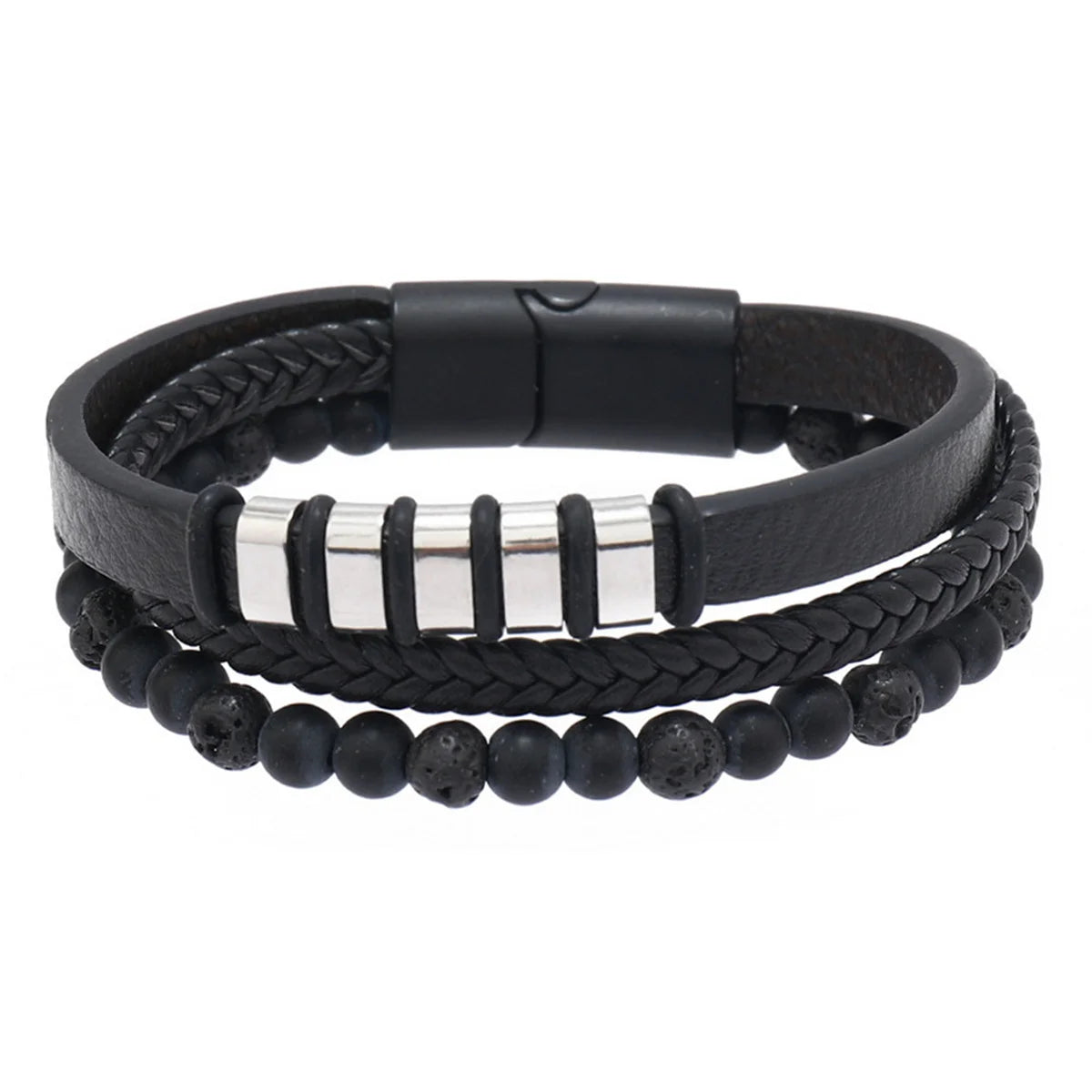 Classic Natural Stone Leather Bracelets For Men Women Multilayer Hand-Woven Cross Leather Bracelet Fashion Party Jewelry Gifts