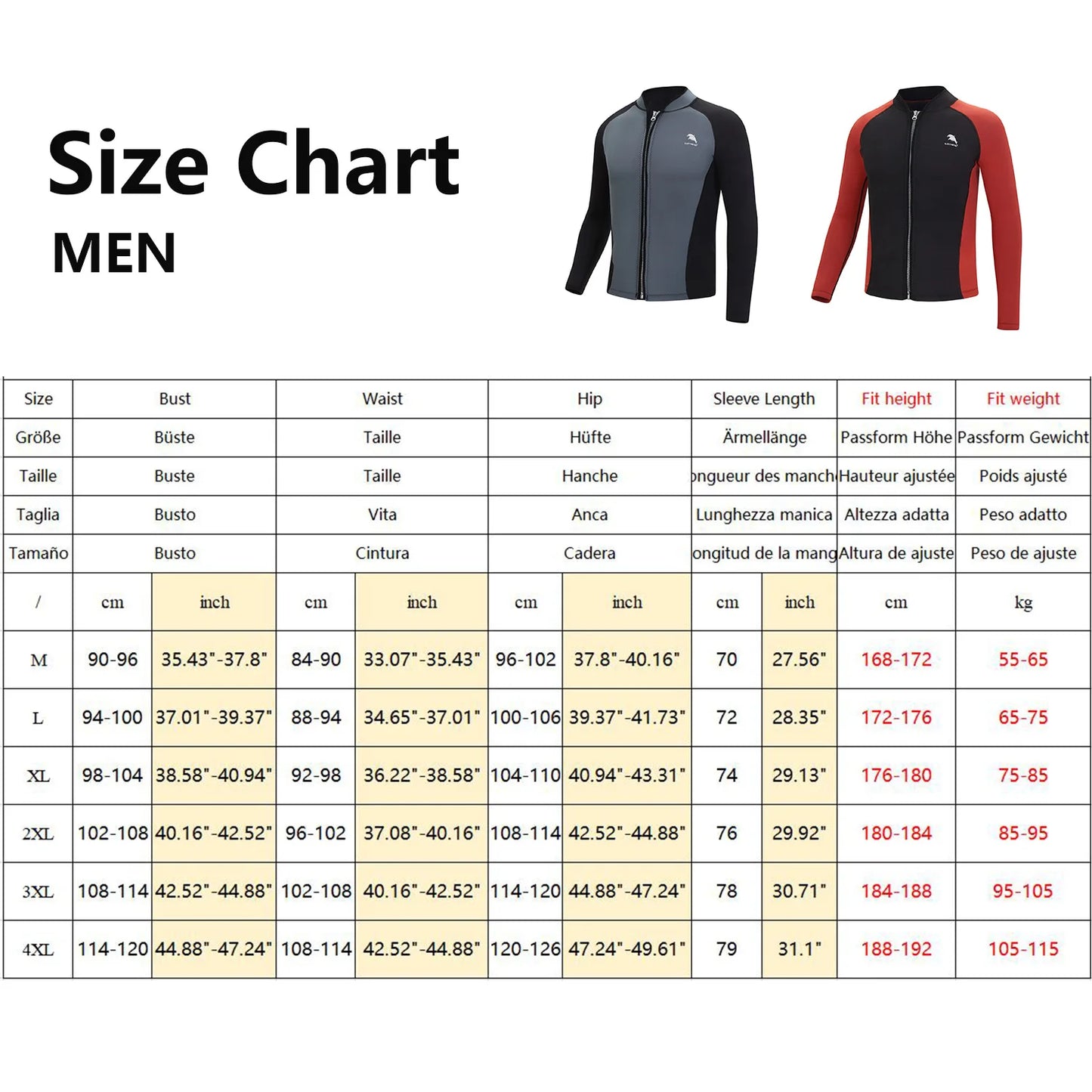 Oulylan Warm Water Sports Surf Diving Swimming Men's Split Long Sleeve Surf Snorkel Top Jacket 2mm Neoprene Wetsuit