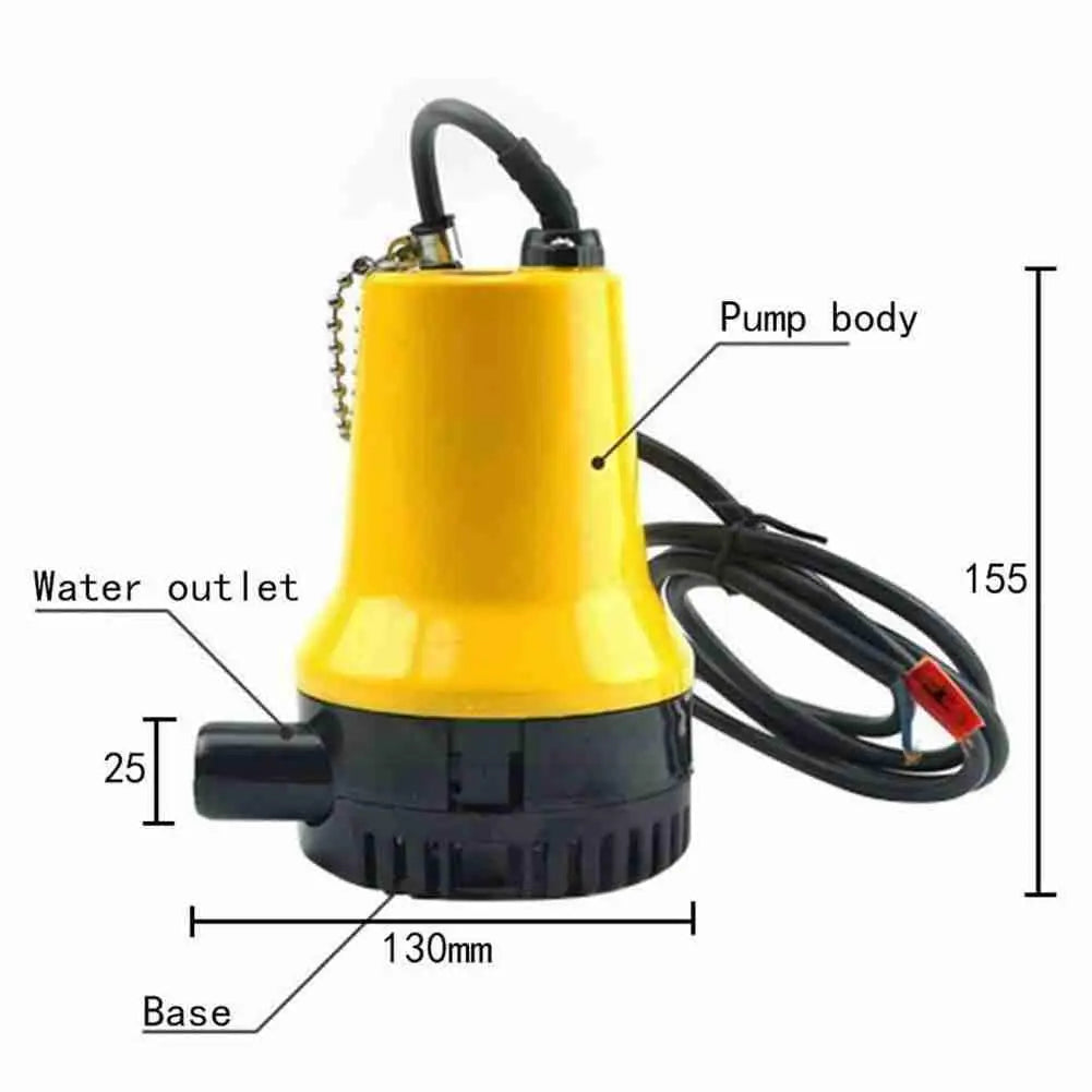 12V Bilge Pump Submersible 1620GPH 6000L/H Clean Dirty Pond Water Household Automatic Pumping Bilge Pool Boat Marine Flood O5B9