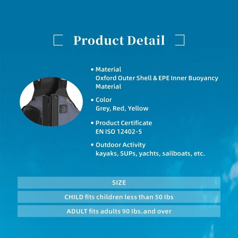 Daiseanuo-Life Jacket for Adults and Kids, Buoyancy Aids, PFD, Men Kayak, Rafting, Sailing, Sailing, Buoyancy, Pockets