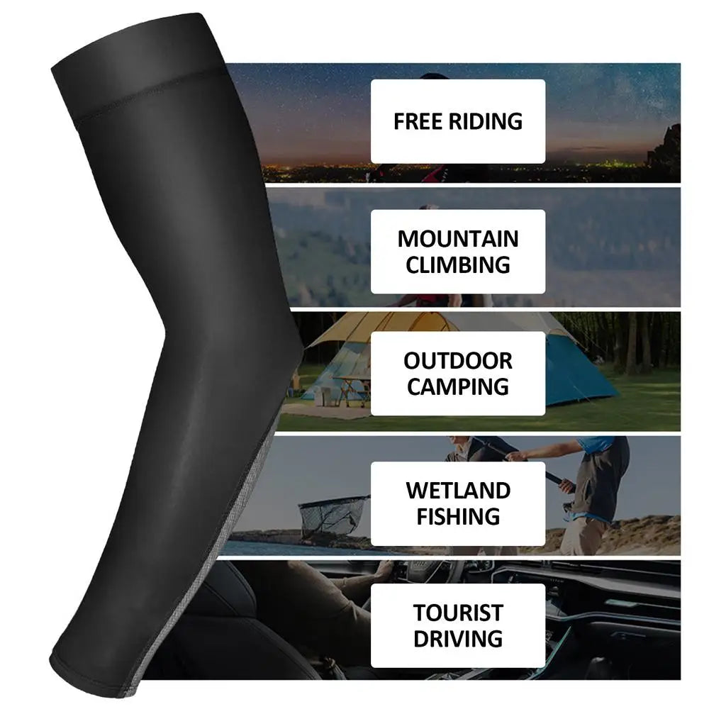 2Pcs Unisex Cooling Arm Sleeves Cover Sports Running UV Sun Protection Outdoor Men Fishing Cycling Sleeves For Hide Tattoos