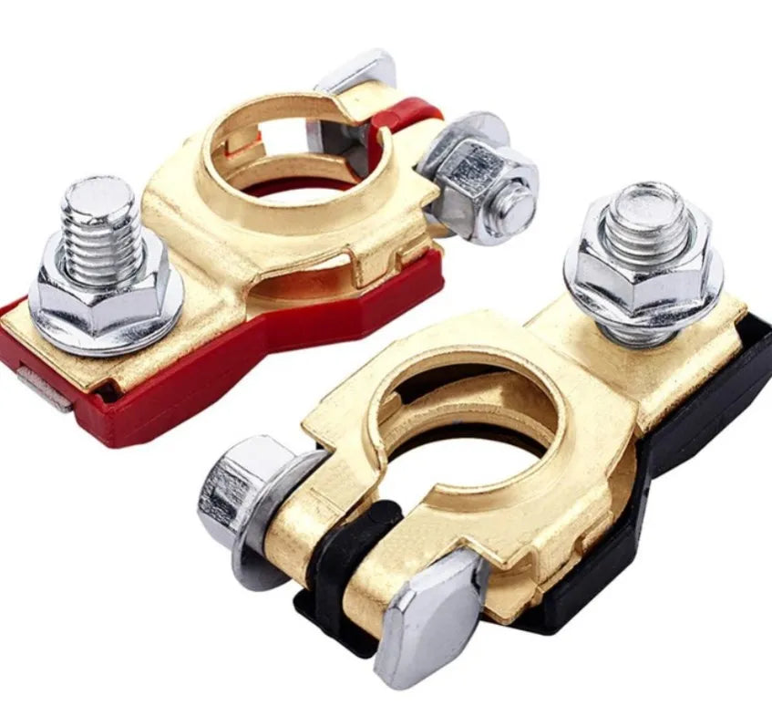1 Pair Quick Release Terminal Connectors Copper Clip 12V/24V Car Battery Terminals Top Post Wire Cable Clamp Screw Auto Parts