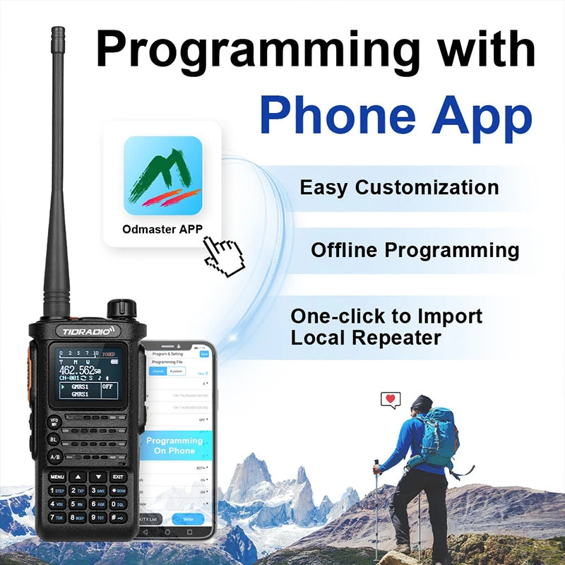 2PCS TIDRADIO 2nd Gen H8 Walkie Talkie Long Range Professional Radio Connection APP Wireless Programming Portable Radio GMRS