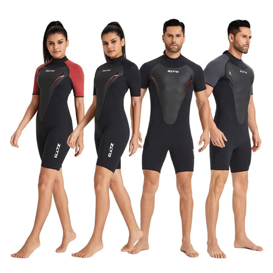 New Wetsuit Neoprene Men Women Surf Suit 3mm Short Sleeve Rash Guards Kitesurf Scuba Diving Suit One-Piece Swimwear Wet Suit