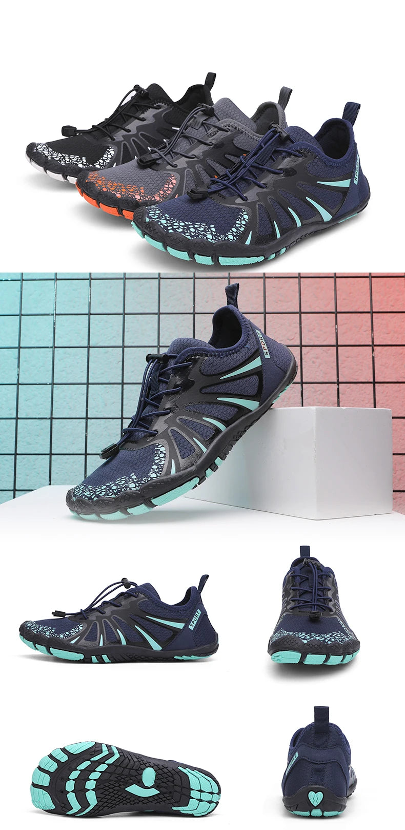 Men's Water Shoes Rubber Soles Nonslip Breathable Fast Drying Shoes Leisure Climbing Beach Swimming Shoes 2024 New