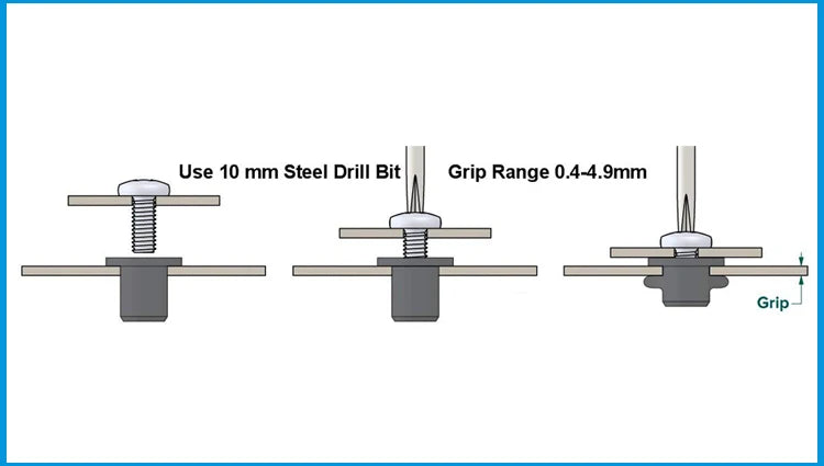 M5 Rubber Well Nuts with Screw, Blind Fastener, Motorcycle Windscreen Rivet, Kayak, Canoe, Boat, Marine Dinghy Accessories