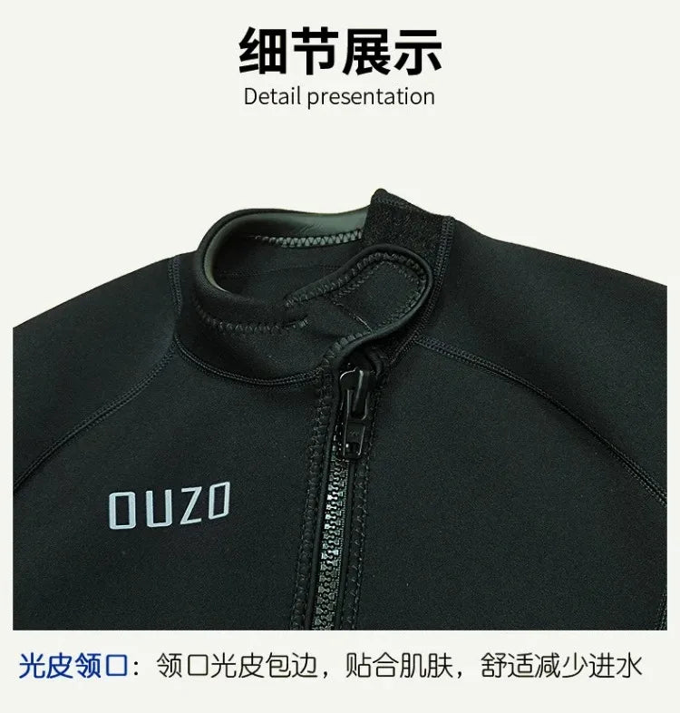 1.5mm wetsuit OUZO split diving top pants men's long sleeve cold protection sunscreen surf suit winter swimsuit scuba diving