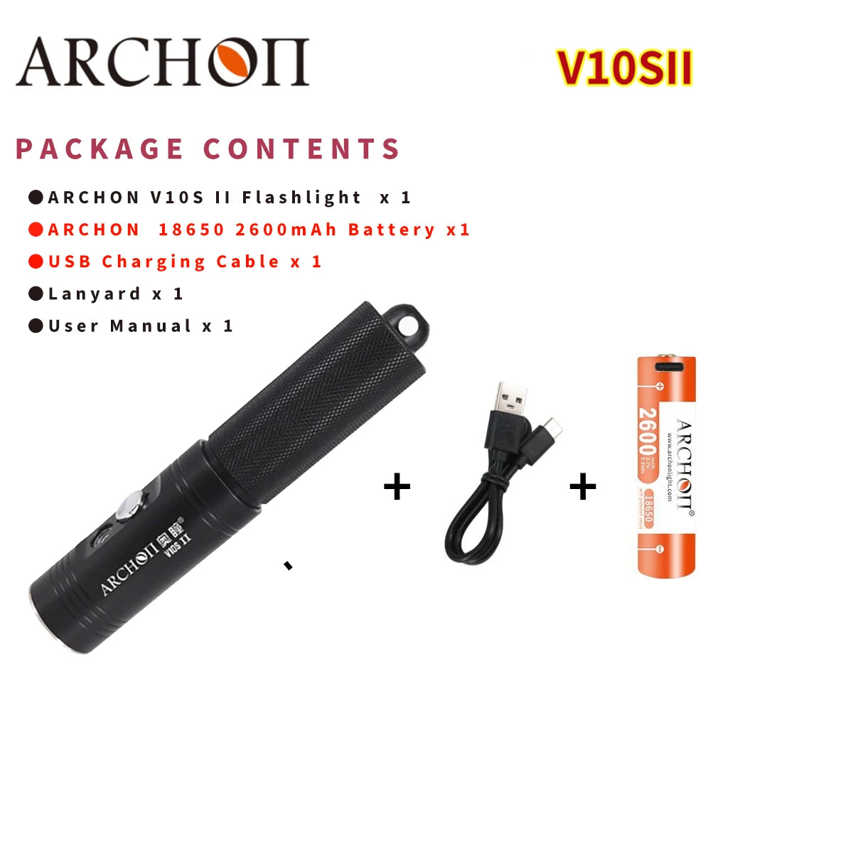 ARCHON V10S II 1200LM LED Diving Flashlight Lanter Diving Flashlight Underwater Diving Flashlight