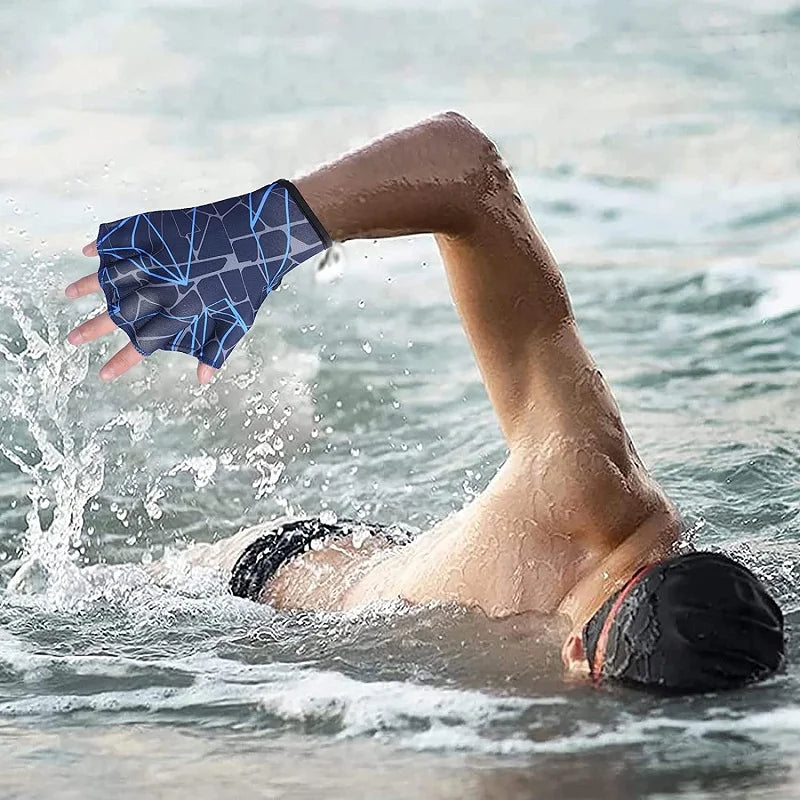 1 Pair Nylon Aquatic Swimming Gloves Water Training Hand Webbed Water Sports Gloves Unisex Snorkeling Surfing Swimming Glove