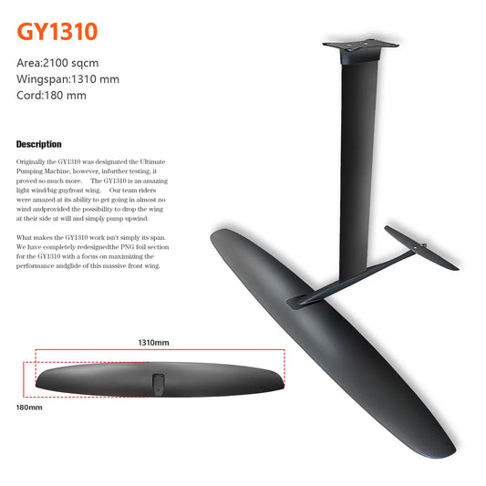 Hot selling GY-1310 2100sqcm aluminum 75cm mast 644 fuselage 400 rear wing is perfect for novice players hydrofoil surfing