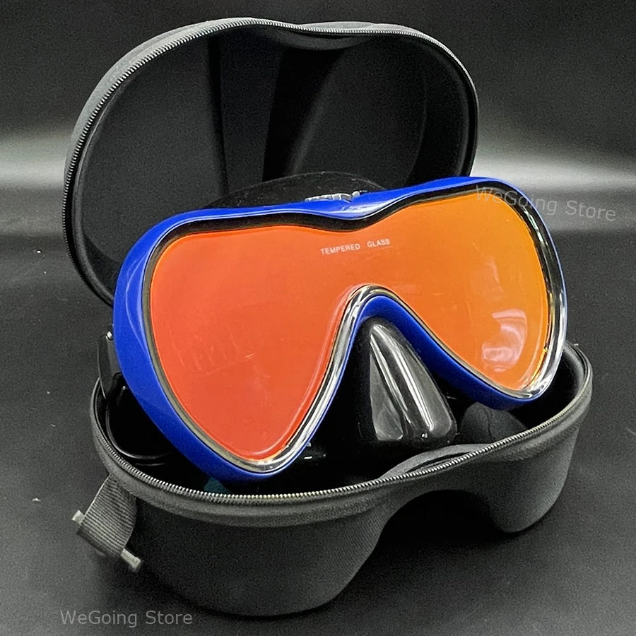 Dropshiping Adult Tempered Glass Tinct Scuba Diving Goggles Soft Silicone Swimming Mask Pack In Black Zipper Case