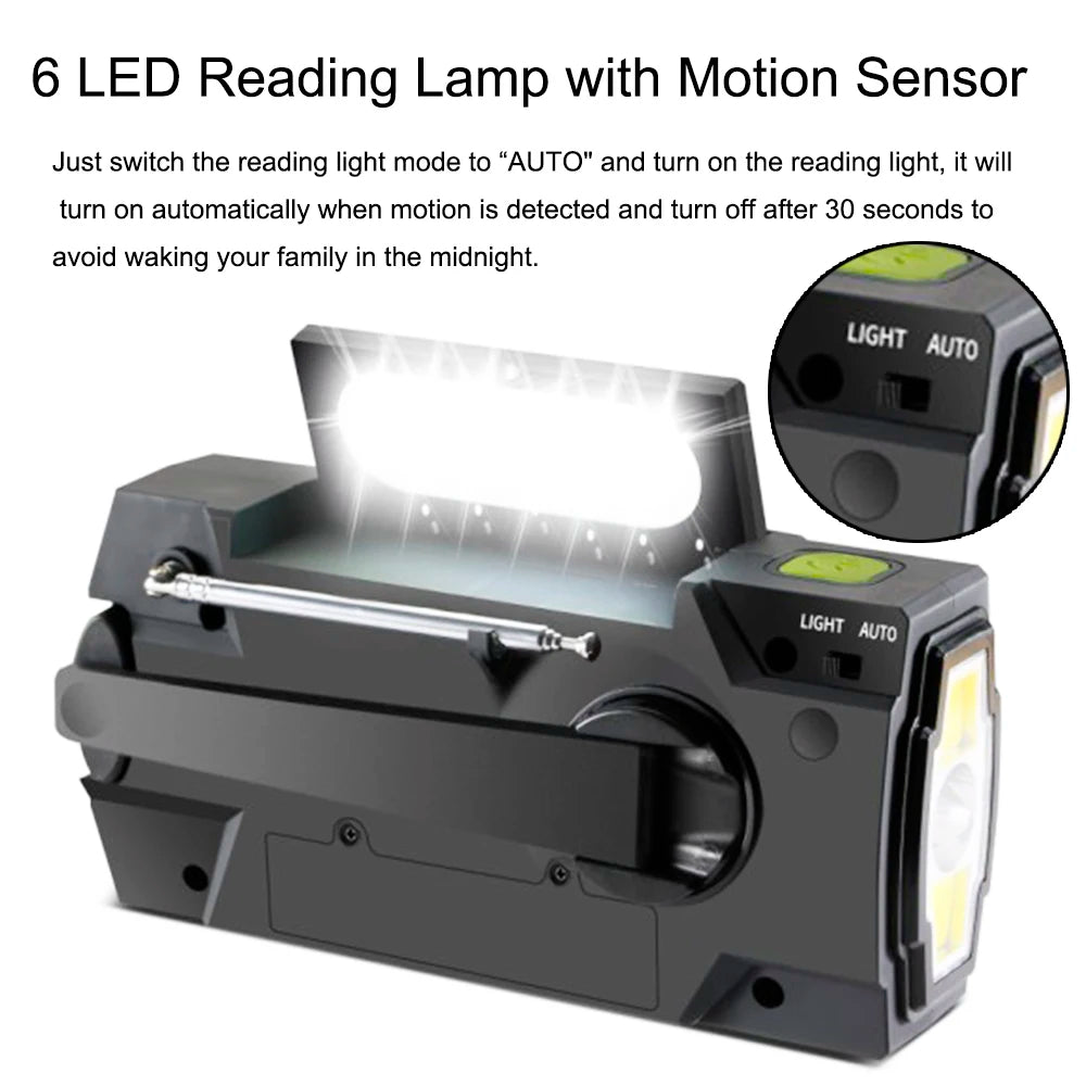 Emergency NOAA Weather Radio,Portable Hand Crank Radio,Solar Powered,AM/FM,SOS Alarm,Flashlight 4000mAh Rechargeable Power Bank