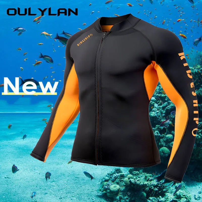 Oulylan 2MM Neoprene Split Diving Suit Jacket Men's Swimming Diving Suit Windproof Warm Jacket Surfing Motorboat Diving Jacket