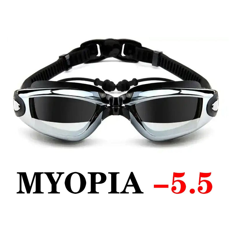 Optical Swimming Goggles Men Women Myopia Pool Earplug Professional Waterproof Swim Eyewear Prescription Adult Diving Glasses