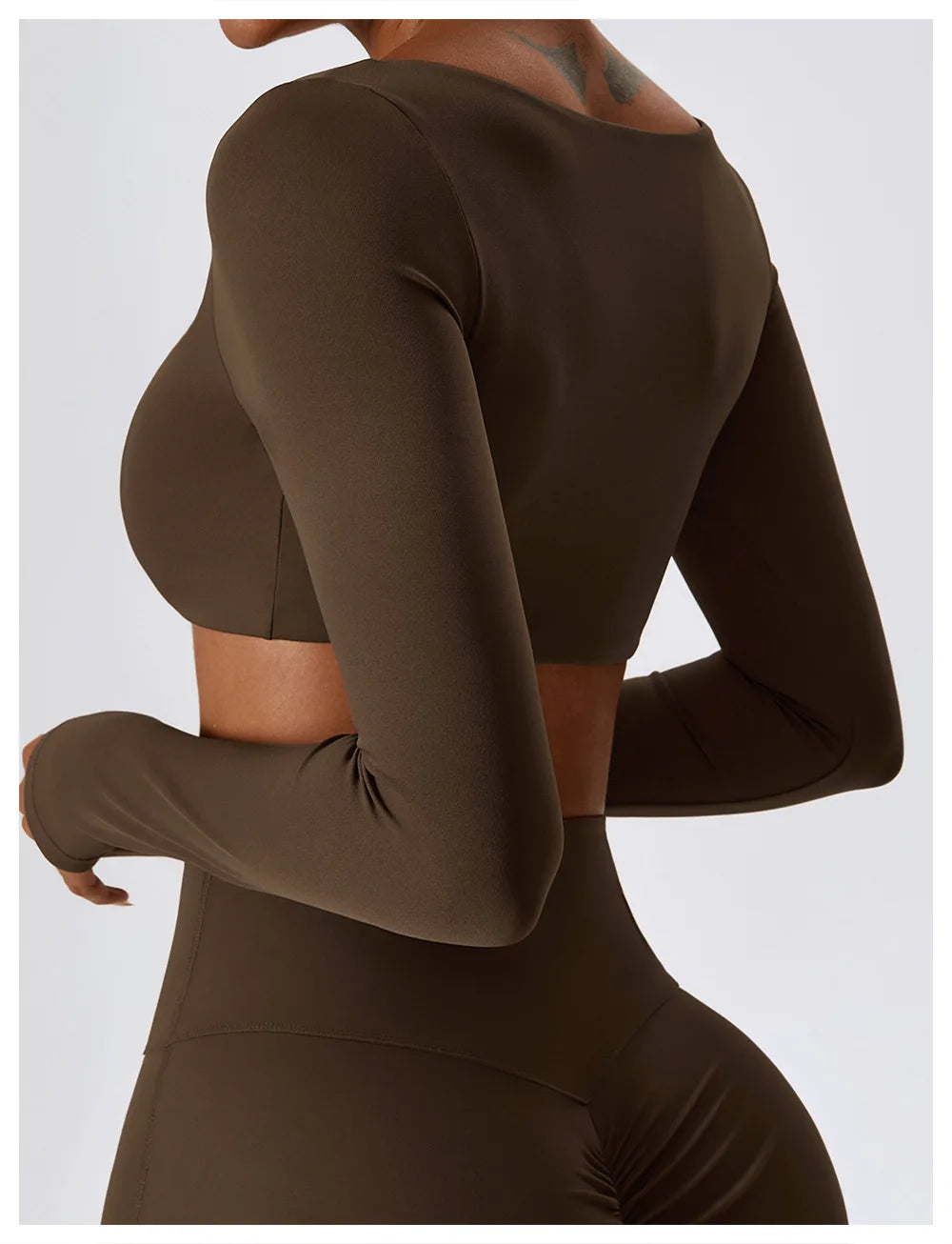 Women Workout Crop T Shirt Top Quick Dry Padded Sports Long Sleeve Gym Crop Tops Fitness Running Push Up Yoga Top