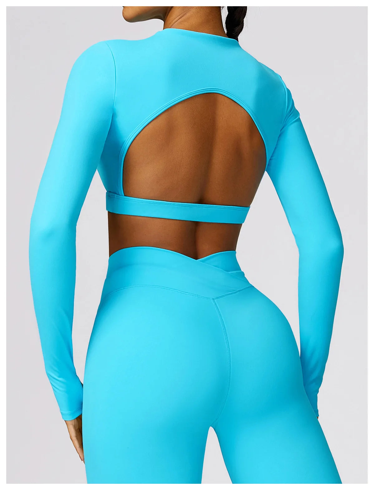 New Sexy Backless Gym Top Women Fitness Crop Yop Quick Dry Sportswear Women Workout Top Long Sleeve Yoga Clothes With chest pads
