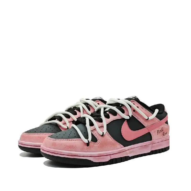 【Customize】Nike Dunk Skateboarding Shoes Unisex Low-top Black/Pink Sneakers shoes DD1391-100