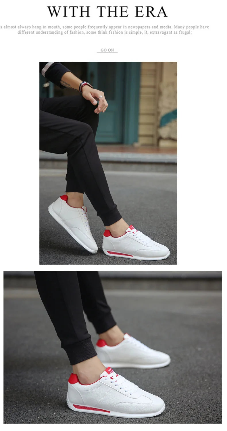 New PU Leather Sneakers Men Comforthable Vulcanized Shoes 2024 Trend Boys Sport Sneakers Mens Casual Shoes Fashion School Tennis