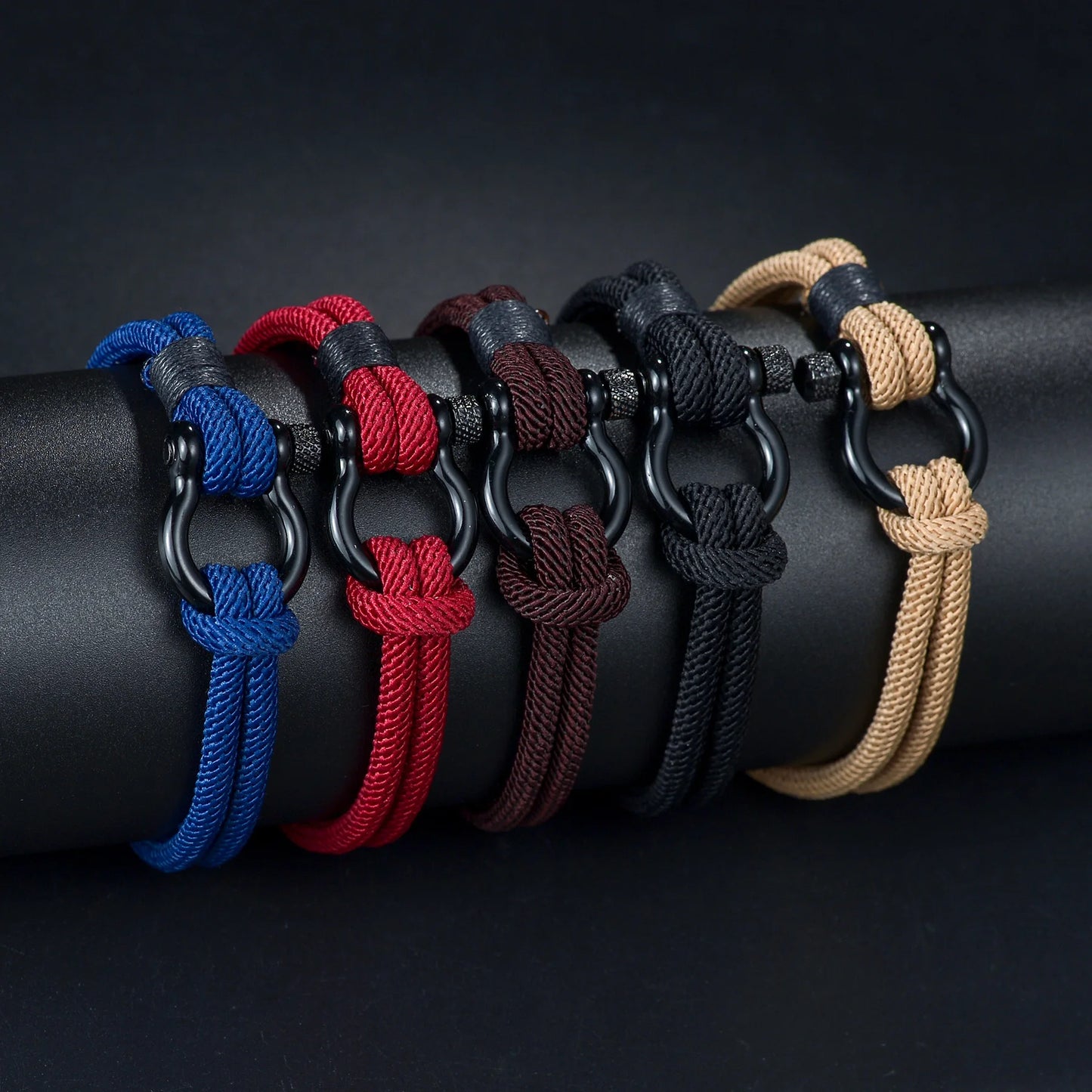 Men Punk Rock Bracelet for Men Women Marine Sailor Rope Nautical Survival Shackle Bracelet Stainless Steel Sport Bracelet