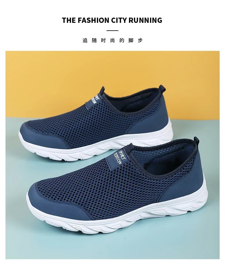 YRZL Sneakers Men Summer Casual Shoes Men Mesh Breathable Outdoor Non Slip Sports Shoes Slip on Loafers for Men Pius Size 38-46