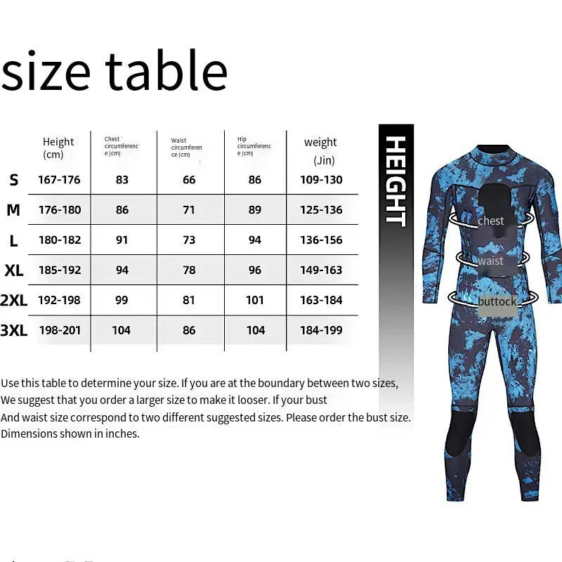 2024 Men Camouflage Wetsuit 3mm Neoprene Surfing Scuba Diving Snorkeling Swimming Body Suit Wetsuit Surf Kitesurf Equipment