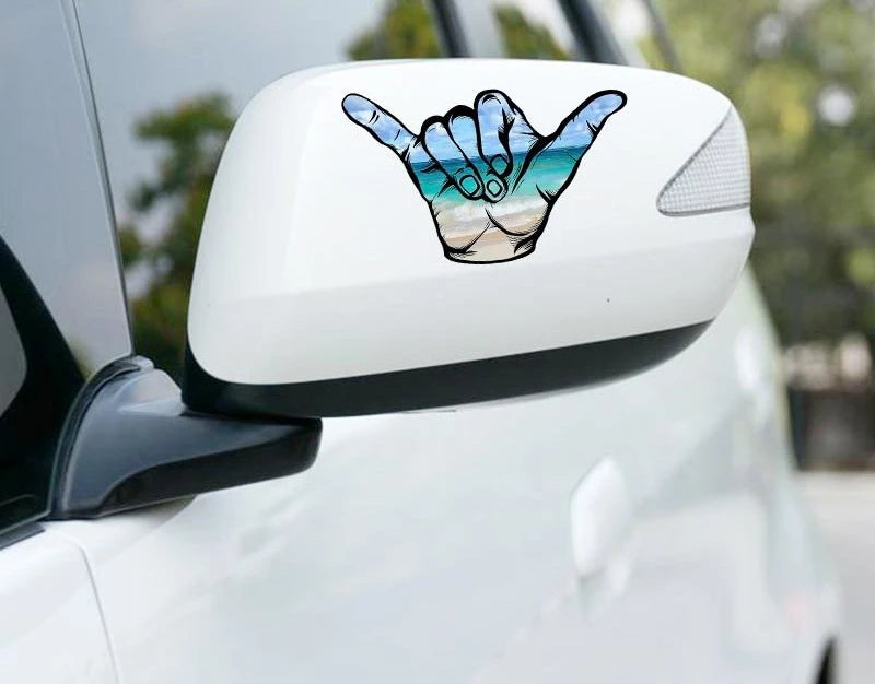 Personalized Beach Hang Loose Surf Hawaii Gesture Anime Car Sticker Fashion PVC Decorative Accessories Waterproof Decals 13*9cm