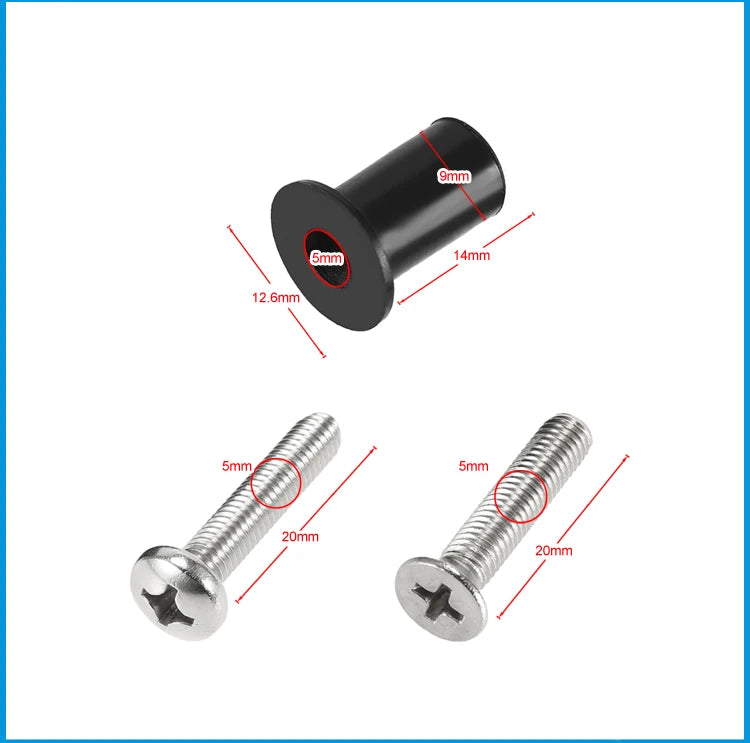 M5 Rubber Well Nuts with Screw, Blind Fastener, Motorcycle Windscreen Rivet, Kayak, Canoe, Boat, Marine Dinghy Accessories