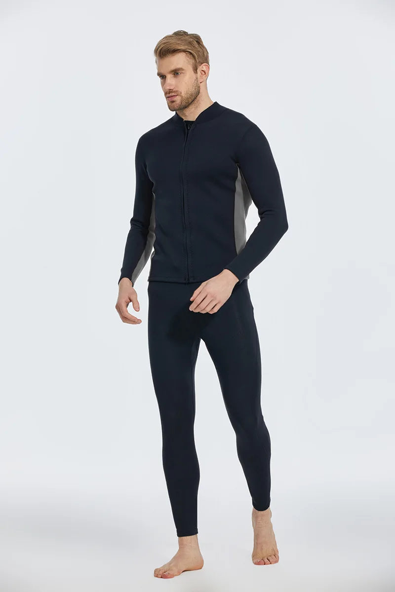 2MM Neoprene Diving Top Split Wetsuit Jacket Men's Water Sports Swimming Snorkeling Surfing Warm Wetsuit Top