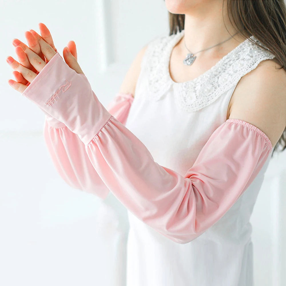 Sun Protection Cuffs Cycling Arm Warmer Cover Driving Fishing Running Arm Sleeves Long Gloves Ice Silk Sleeve Outdoor Sports