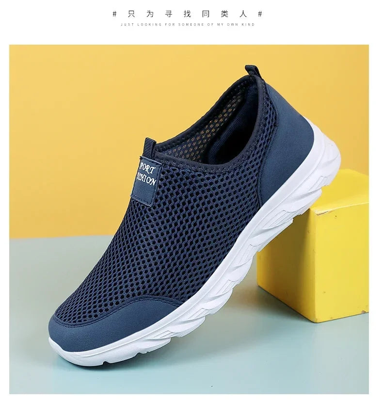 YRZL Sneakers Men Summer Casual Shoes Men Mesh Breathable Outdoor Non Slip Sports Shoes Slip on Loafers for Men Pius Size 38-46
