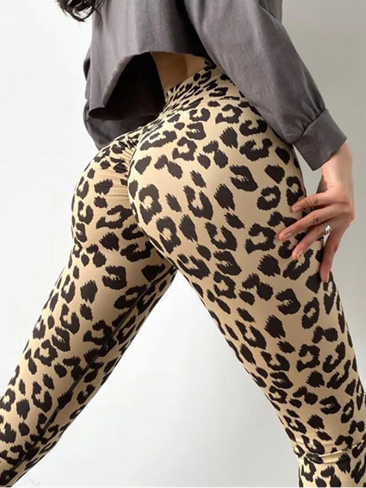 Workout Fitness Leggins Leopard Printed Outfits Yoga Pants Sexy Leggings Women High Waist Gym Wear Sports Tight Soft New