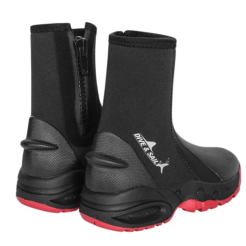 Neoprene Scuba Diving Boots, Water Shoes, Vulcanization, Cold Proof, High Upper, Warm Fins, Spearfishing, 5mm, Winter