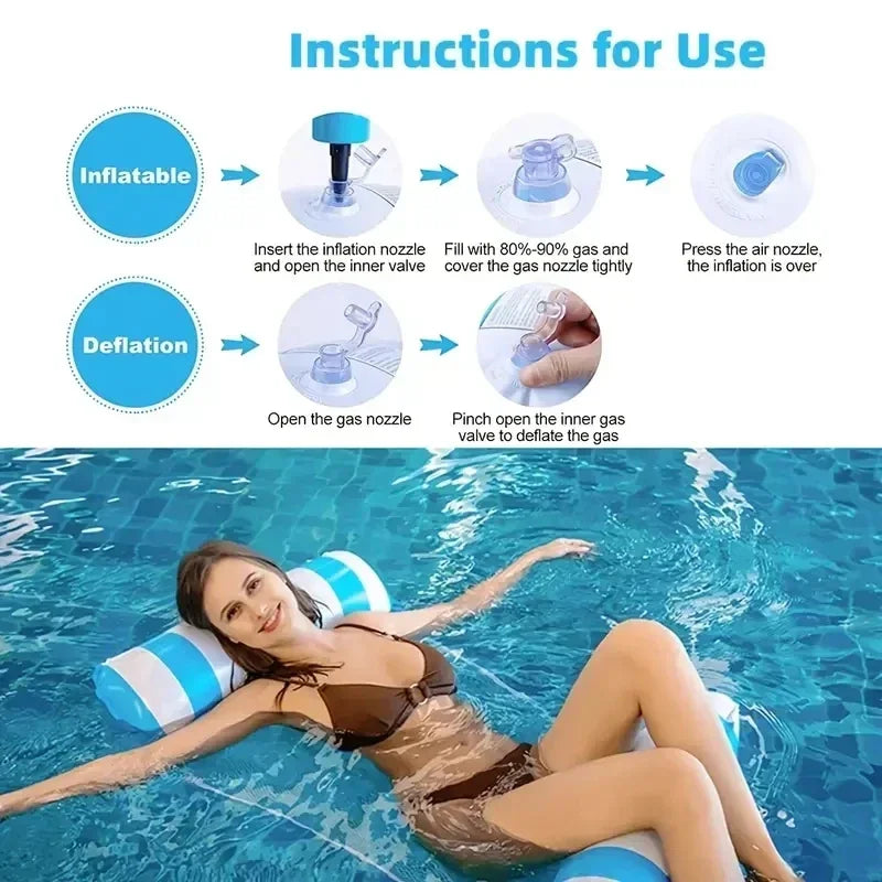 Swimming Water Sofa Inflatable Hammock Floating Mat for Adults Swimming Pool Loungers Beds Foldable Striped Party Accessories