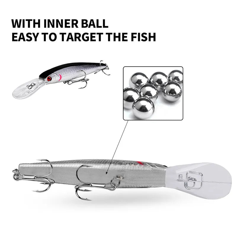 1Pcs Floating Wobblers Minnow Fishing Lures 12.5cm 13.5g Deep Diving Jerkbait Artificial Hard Bait for Bass Pike Fishing Tackle