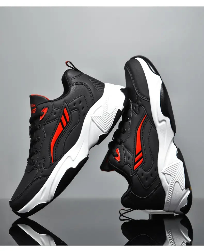 SYTK PU Leather Sneakers Men Casual Shoes Sports Boys Pure Black Plus Big Size 47 48 Tenis Masculino Shoes