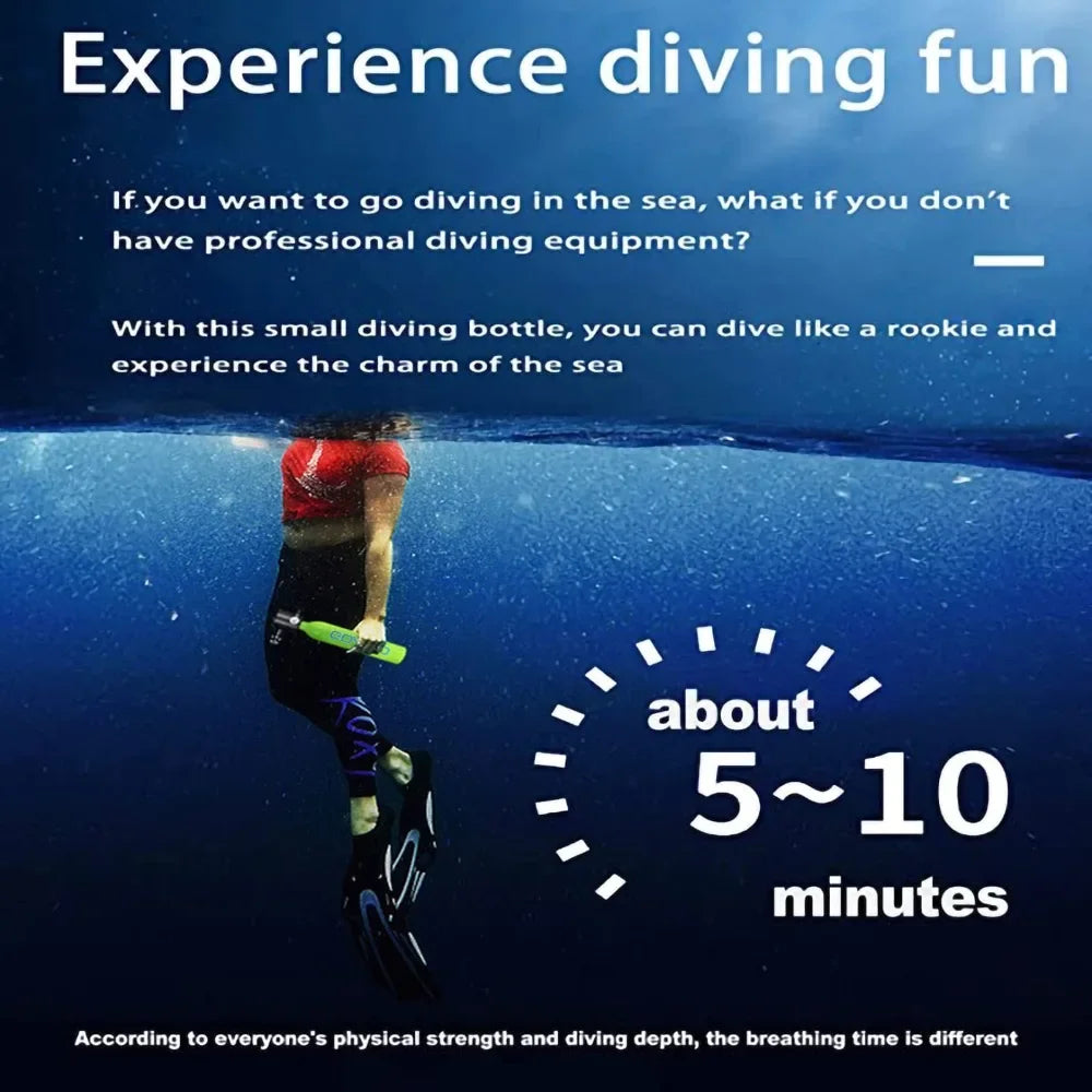 Mini Scuba Tank, 6-12 Minutes Diving Tank, Portable Lung Tank Kits with 3000 PSI Max Pressure 0.5L Small Scuba Diving Tank